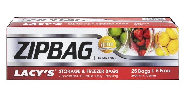 KITCHEN SUPPLIES ZIPBAG QUART SIZE LACY'S